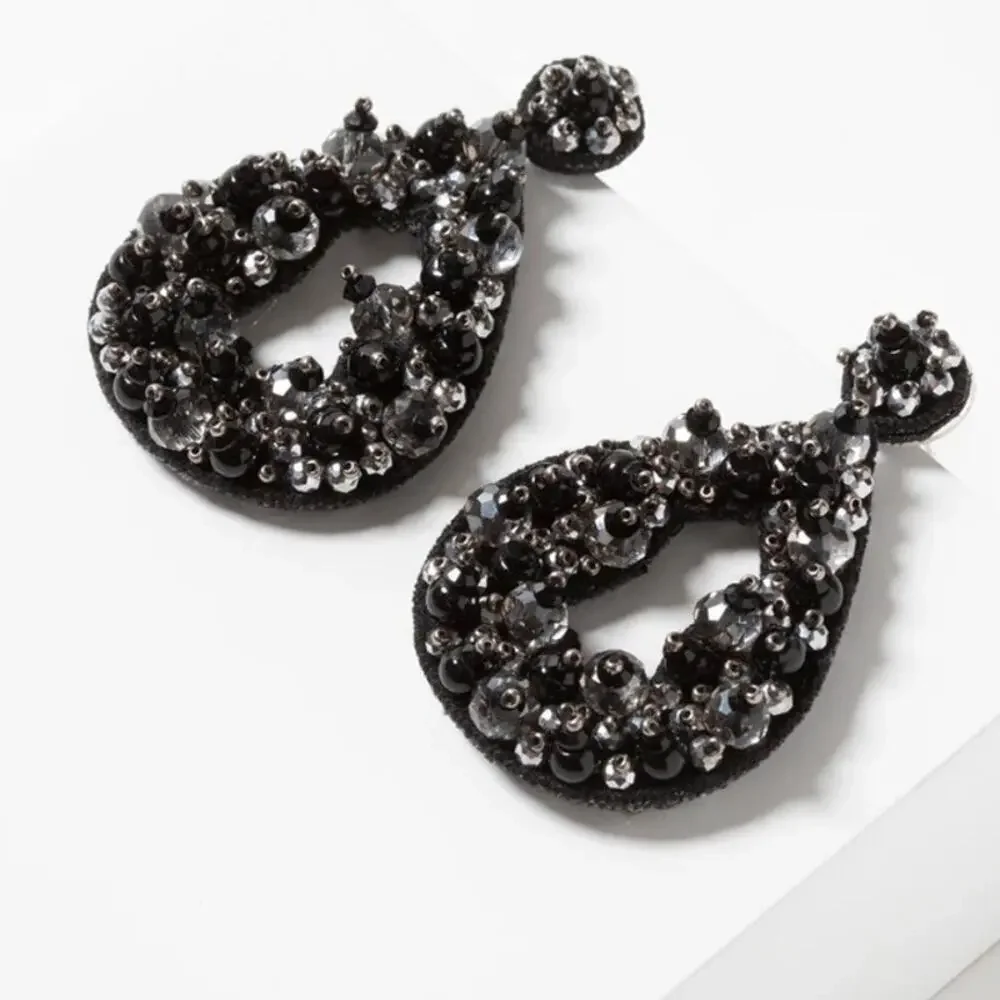 Lori Weitzner Clio Statement Earrings Charcoal Black Drop Earrings Sparkle